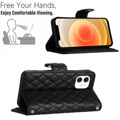 YB Imprinting Series-8 for iPhone 11 Leather Case Wallet Stand Cover Rhombus Pattern