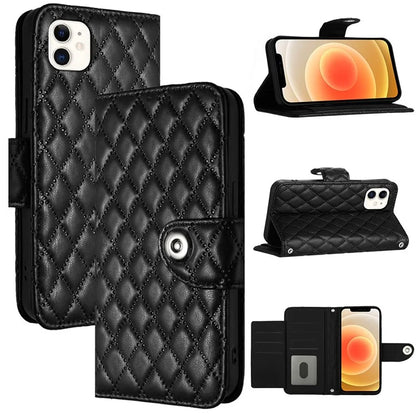 YB Imprinting Series-8 for iPhone 11 Leather Case Wallet Stand Cover Rhombus Pattern