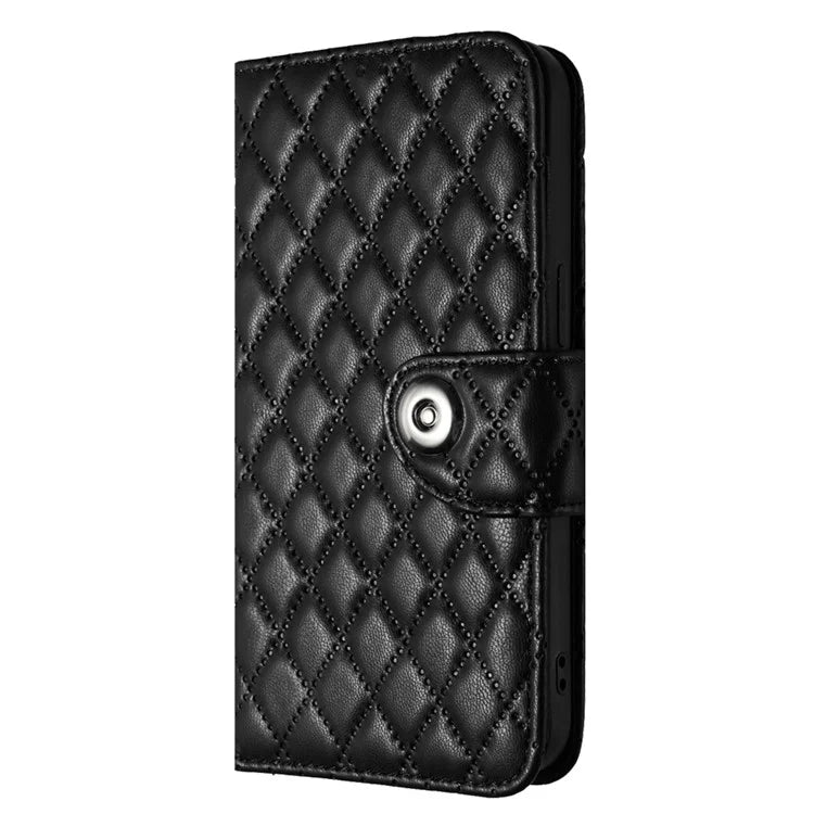 YB Imprinting Series-8 for iPhone 11 Leather Case Wallet Stand Cover Rhombus Pattern