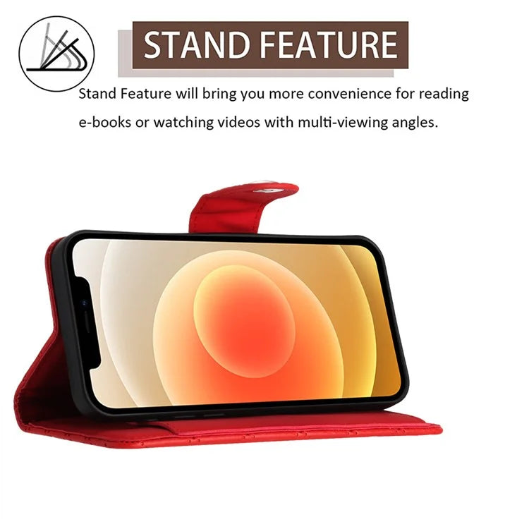 YB Imprinting Series-8 for iPhone 11 Leather Case Wallet Stand Cover Rhombus Pattern