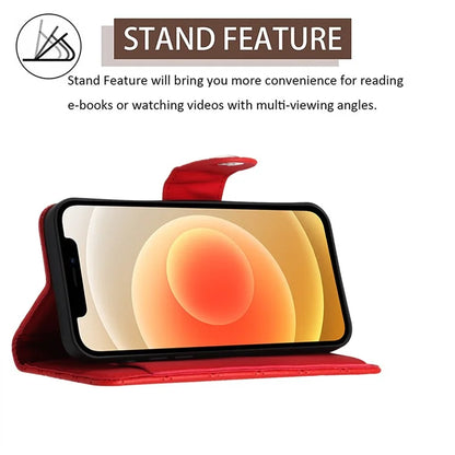 YB Imprinting Series-8 for iPhone 11 Leather Case Wallet Stand Cover Rhombus Pattern