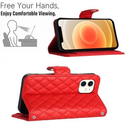 YB Imprinting Series-8 for iPhone 11 Leather Case Wallet Stand Cover Rhombus Pattern