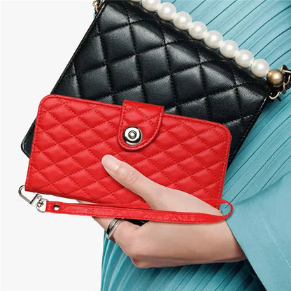 YB Imprinting Series-8 for iPhone 11 Leather Case Wallet Stand Cover Rhombus Pattern