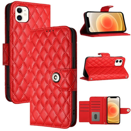 YB Imprinting Series-8 for iPhone 11 Leather Case Wallet Stand Cover Rhombus Pattern