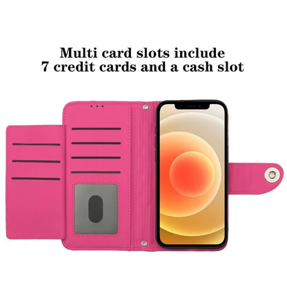 YB Imprinting Series-8 for iPhone 11 Leather Case Wallet Stand Cover Rhombus Pattern
