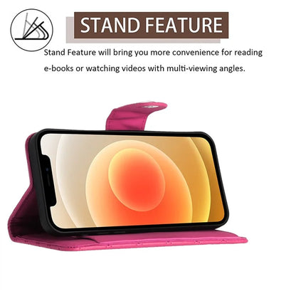 YB Imprinting Series-8 for iPhone 11 Leather Case Wallet Stand Cover Rhombus Pattern