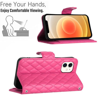 YB Imprinting Series-8 for iPhone 11 Leather Case Wallet Stand Cover Rhombus Pattern