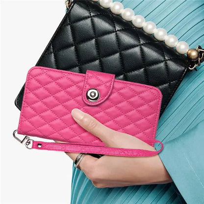 YB Imprinting Series-8 for iPhone 11 Leather Case Wallet Stand Cover Rhombus Pattern