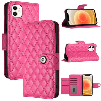 YB Imprinting Series-8 for iPhone 11 Leather Case Wallet Stand Cover Rhombus Pattern
