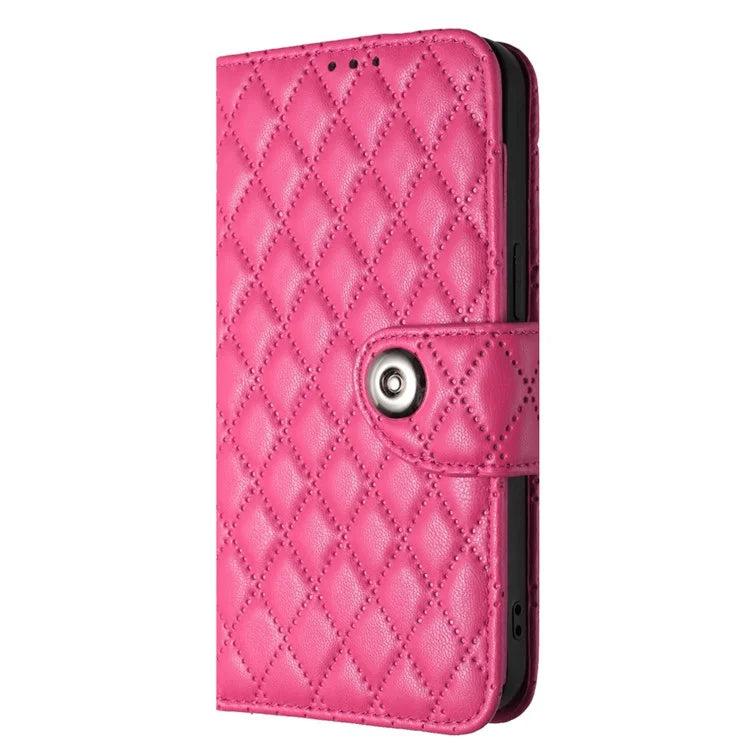 YB Imprinting Series-8 for iPhone 11 Leather Case Wallet Stand Cover Rhombus Pattern
