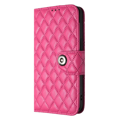 YB Imprinting Series-8 for iPhone 11 Leather Case Wallet Stand Cover Rhombus Pattern