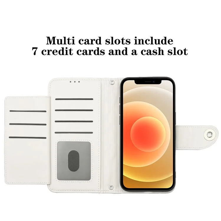 YB Imprinting Series-8 for iPhone 11 Leather Case Wallet Stand Cover Rhombus Pattern