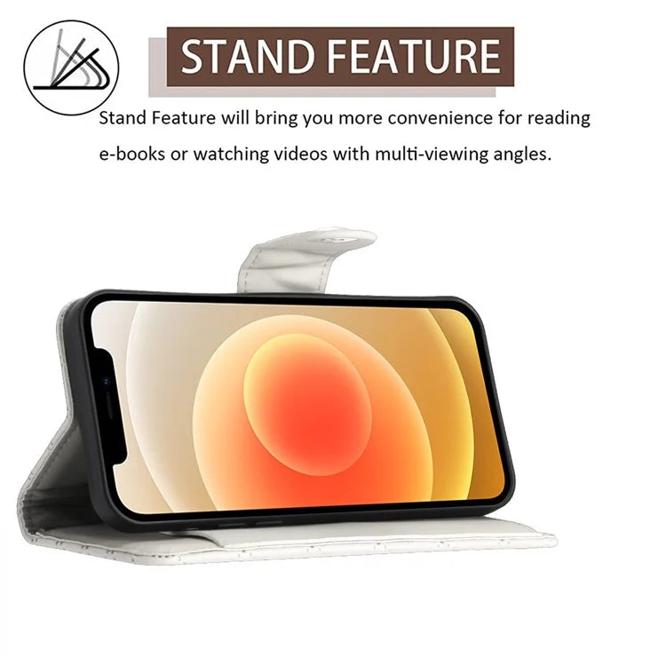 YB Imprinting Series-8 for iPhone 11 Leather Case Wallet Stand Cover Rhombus Pattern