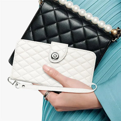 YB Imprinting Series-8 for iPhone 11 Leather Case Wallet Stand Cover Rhombus Pattern