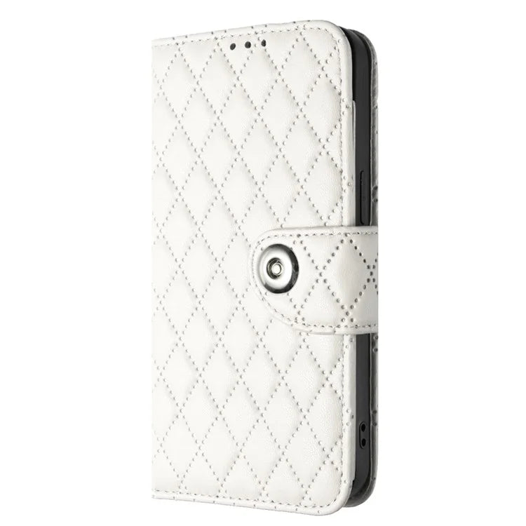 YB Imprinting Series-8 for iPhone 11 Leather Case Wallet Stand Cover Rhombus Pattern