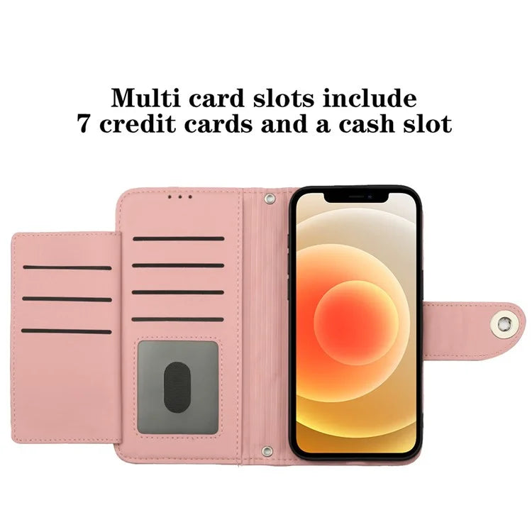YB Imprinting Series-8 for iPhone 11 Leather Case Wallet Stand Cover Rhombus Pattern