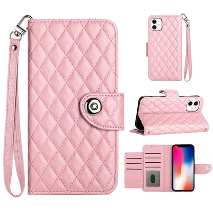 YB Imprinting Series-8 for iPhone 11 Leather Case Wallet Stand Cover Rhombus Pattern