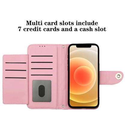 YB Imprinting Series-8 for iPhone 11 Leather Case Wallet Stand Cover Rhombus Pattern