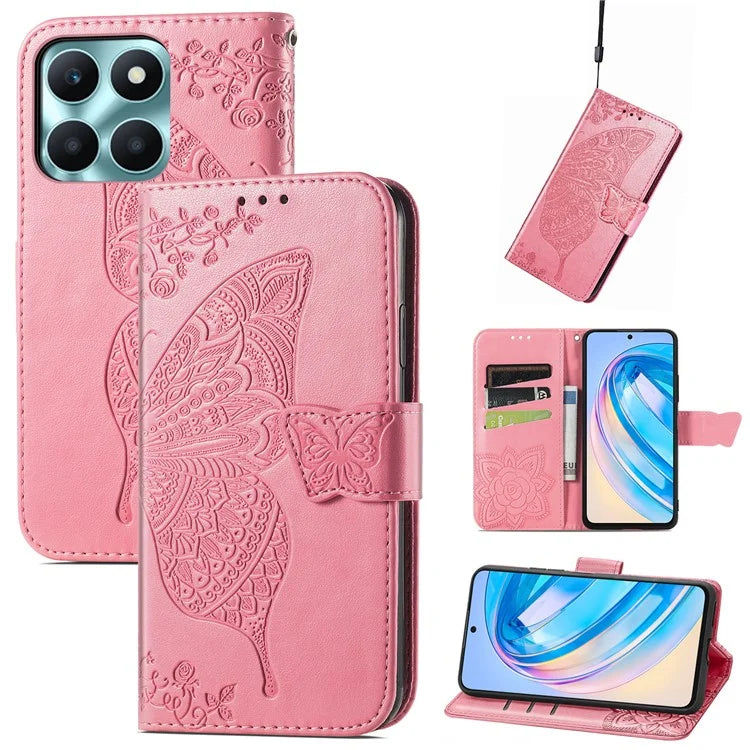 For Honor X6a 4G Case Wallet Leather Phone Cover Butterfly Pattern