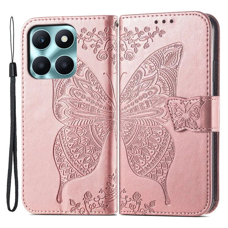 For Honor X6a 4G Case Wallet Leather Phone Cover Butterfly Pattern