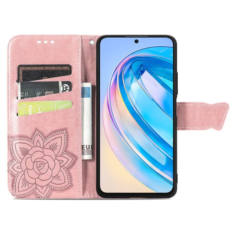 For Honor X6a 4G Case Wallet Leather Phone Cover Butterfly Pattern