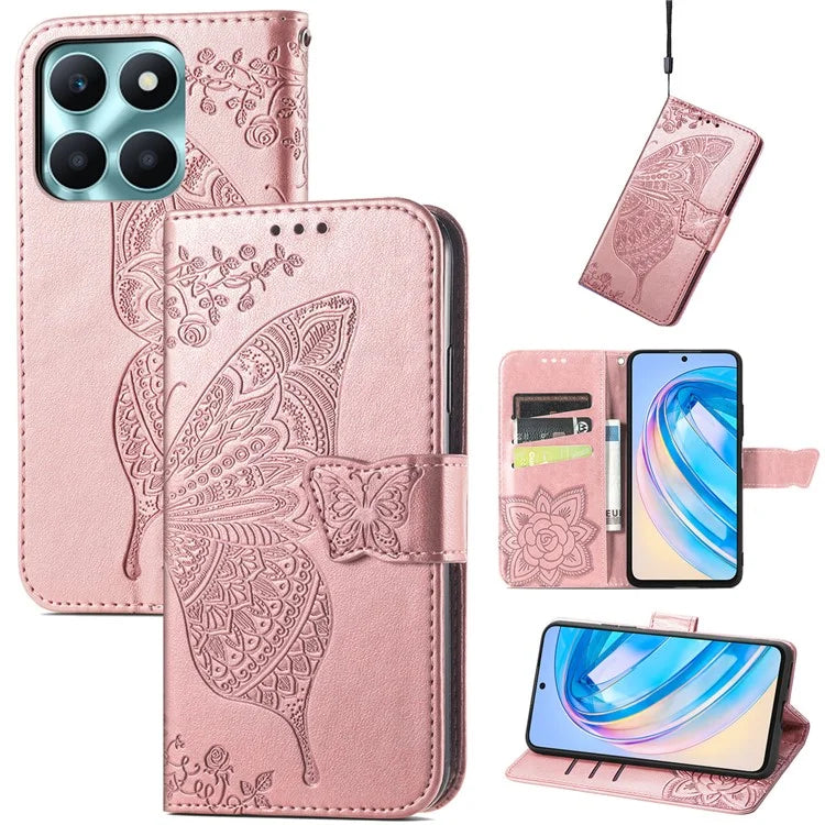 For Honor X6a 4G Case Wallet Leather Phone Cover Butterfly Pattern