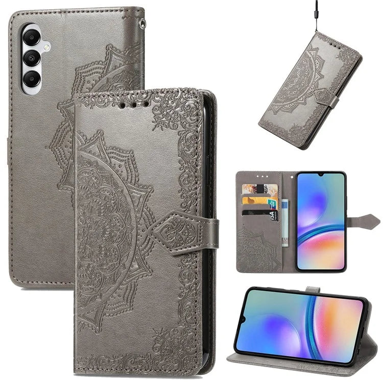For Samsung Galaxy A05s 4G Magnetic Phone Case Embossed Mandala Pattern Cover