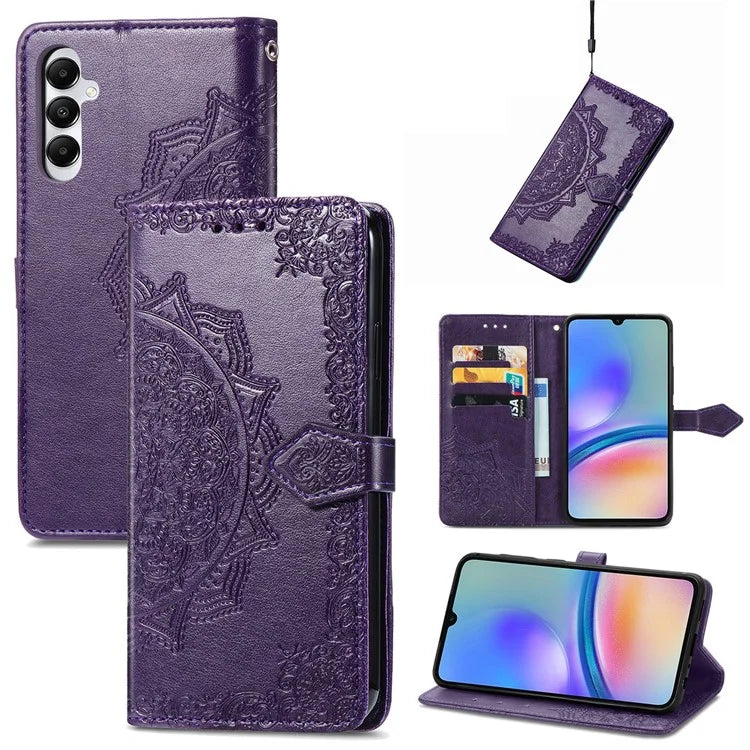 For Samsung Galaxy A05s 4G Magnetic Phone Case Embossed Mandala Pattern Cover