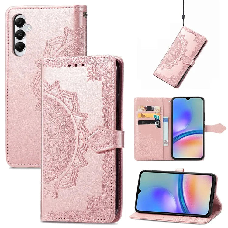 For Samsung Galaxy A05s 4G Magnetic Phone Case Embossed Mandala Pattern Cover