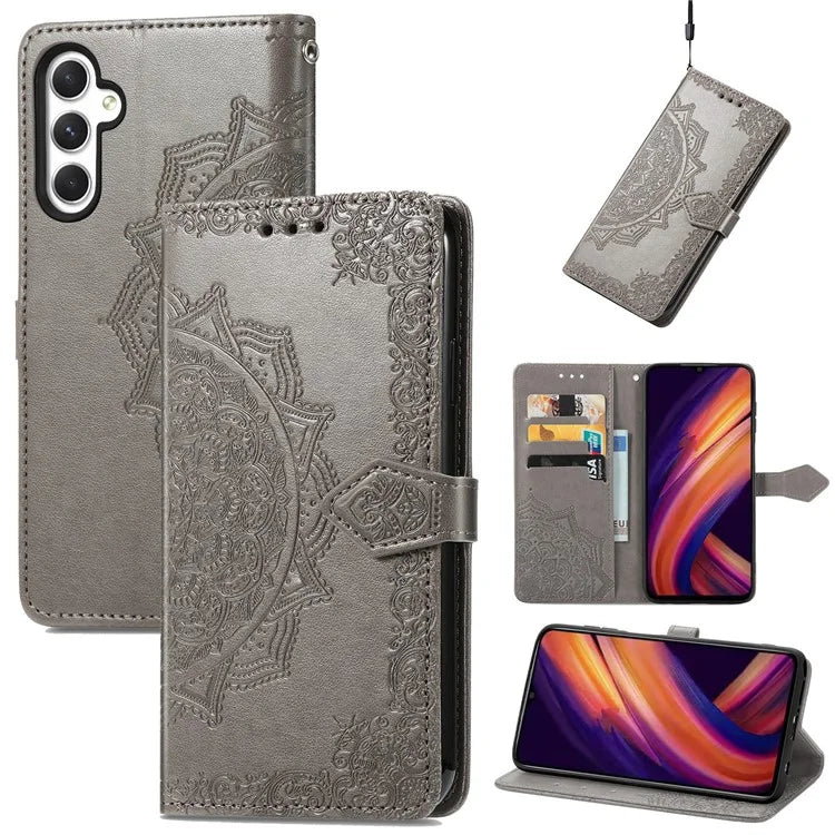 For Samsung Galaxy A25 5G (Global) (161.0 x 76.5 x 8.3mm) Cell Phone Case Embossed Mandala Floral Cover