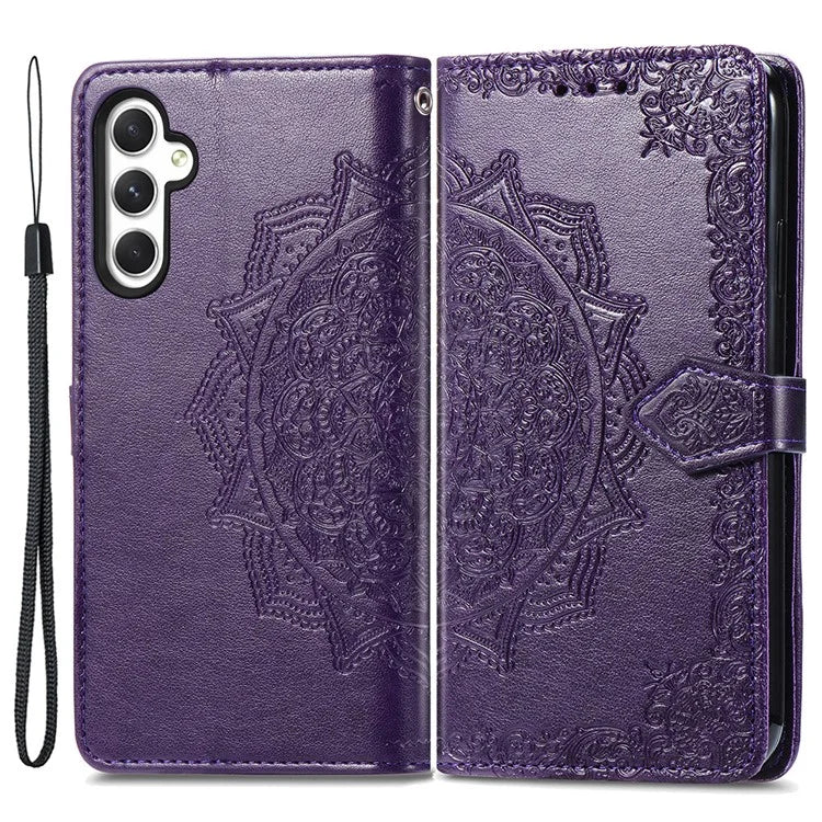 For Samsung Galaxy A25 5G (Global) (161.0 x 76.5 x 8.3mm) Cell Phone Case Embossed Mandala Floral Cover