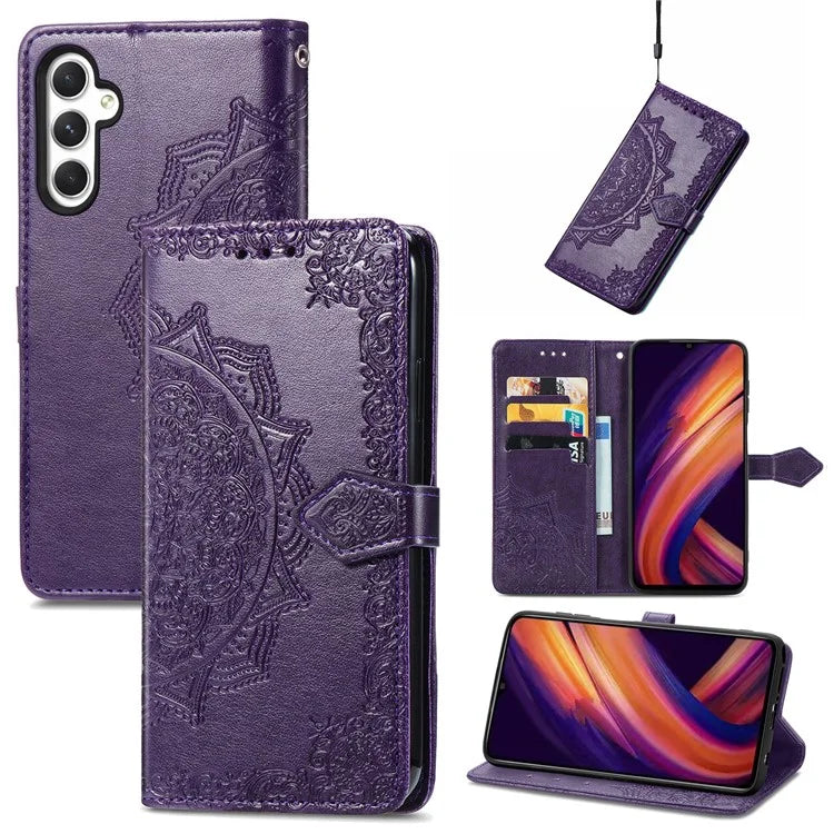 For Samsung Galaxy A25 5G (Global) (161.0 x 76.5 x 8.3mm) Cell Phone Case Embossed Mandala Floral Cover