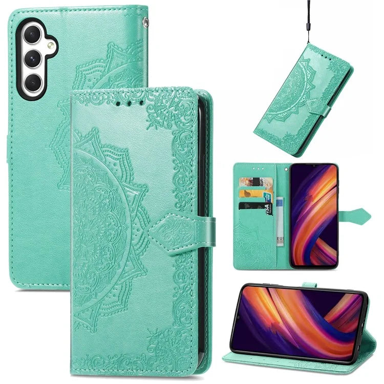 For Samsung Galaxy A25 5G (Global) (161.0 x 76.5 x 8.3mm) Cell Phone Case Embossed Mandala Floral Cover