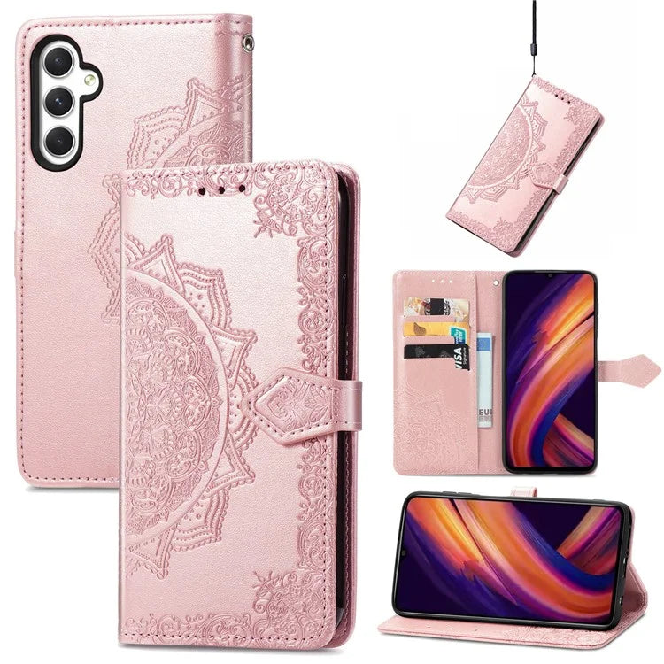 For Samsung Galaxy A25 5G (Global) (161.0 x 76.5 x 8.3mm) Cell Phone Case Embossed Mandala Floral Cover
