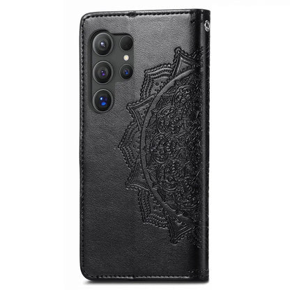 For Samsung Galaxy S24 Ultra Case Wallet Leather Cover Embossed Mandala Pattern