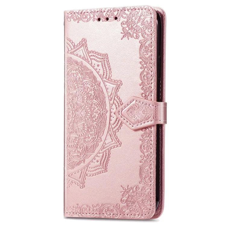 For Samsung Galaxy S24 Ultra Case Wallet Leather Cover Embossed Mandala Pattern