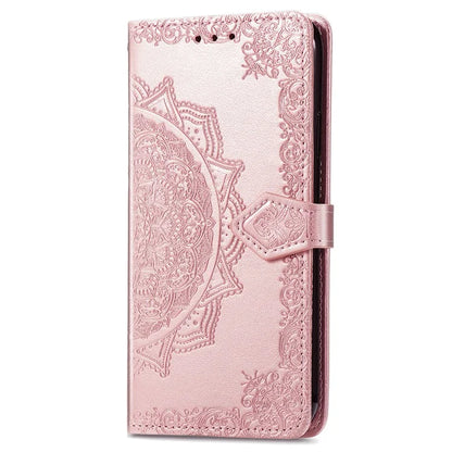 For Samsung Galaxy S24 Ultra Case Wallet Leather Cover Embossed Mandala Pattern