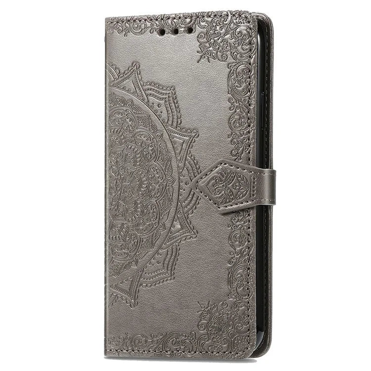 For Samsung Galaxy S24 Ultra Case Wallet Leather Cover Embossed Mandala Pattern