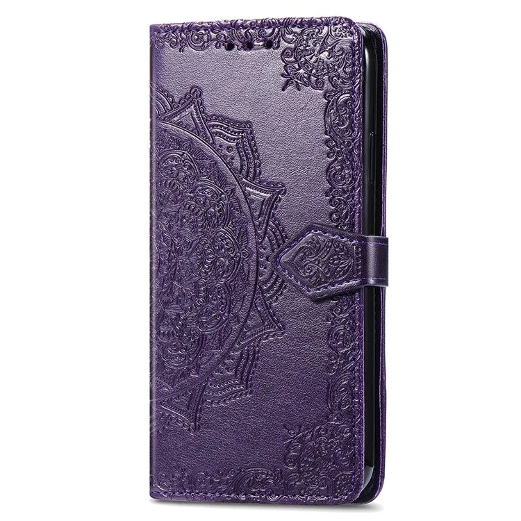 For Samsung Galaxy S24 Ultra Case Wallet Leather Cover Embossed Mandala Pattern
