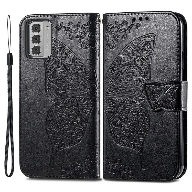 For Nokia G42 Leather Case Butterfly Pattern Phone Stand Cover