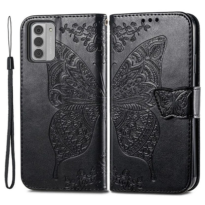 For Nokia G42 Leather Case Butterfly Pattern Phone Stand Cover