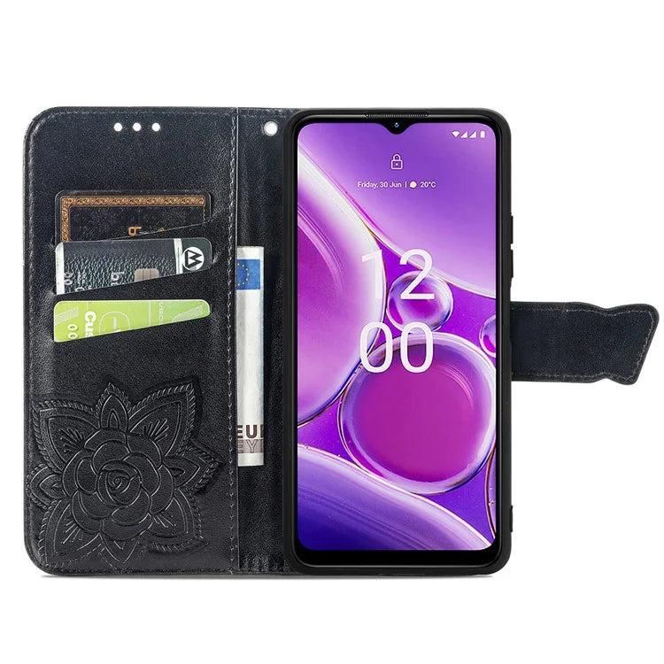 For Nokia G42 Leather Case Butterfly Pattern Phone Stand Cover