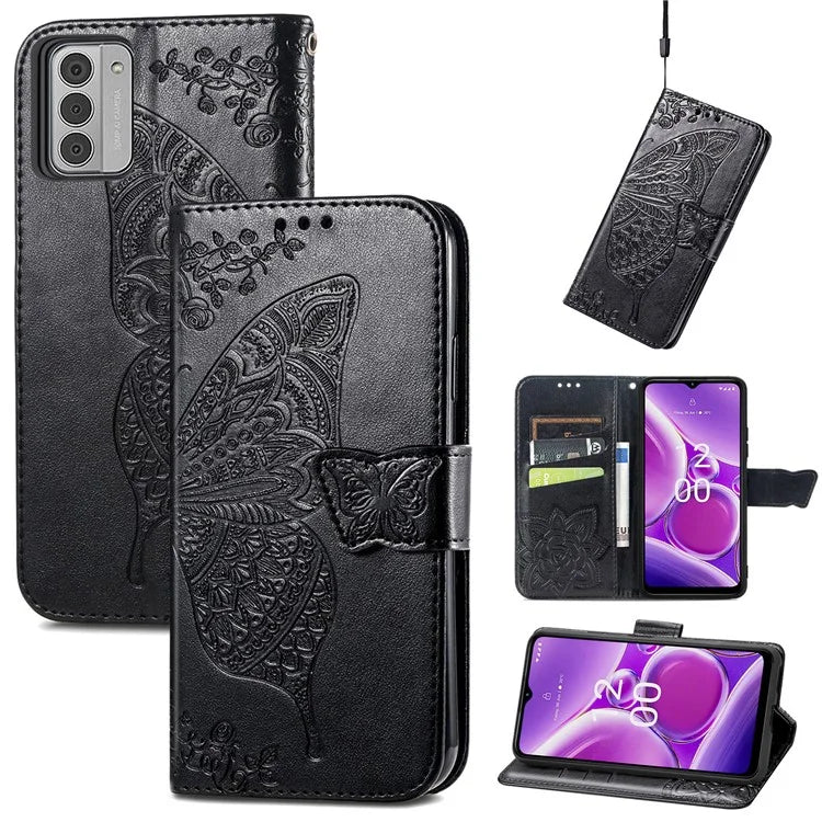 For Nokia G42 Leather Case Butterfly Pattern Phone Stand Cover