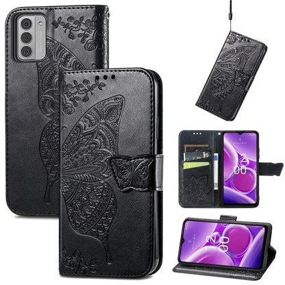 For Nokia G42 Leather Case Butterfly Pattern Phone Stand Cover