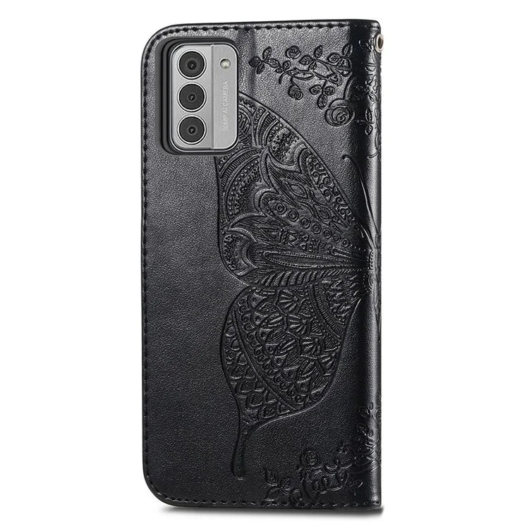 For Nokia G42 Leather Case Butterfly Pattern Phone Stand Cover