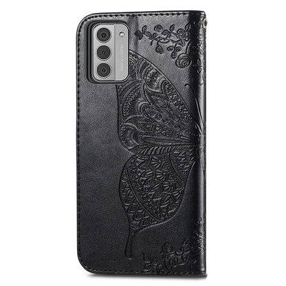 For Nokia G42 Leather Case Butterfly Pattern Phone Stand Cover