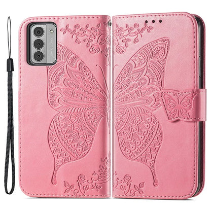 For Nokia G42 Leather Case Butterfly Pattern Phone Stand Cover