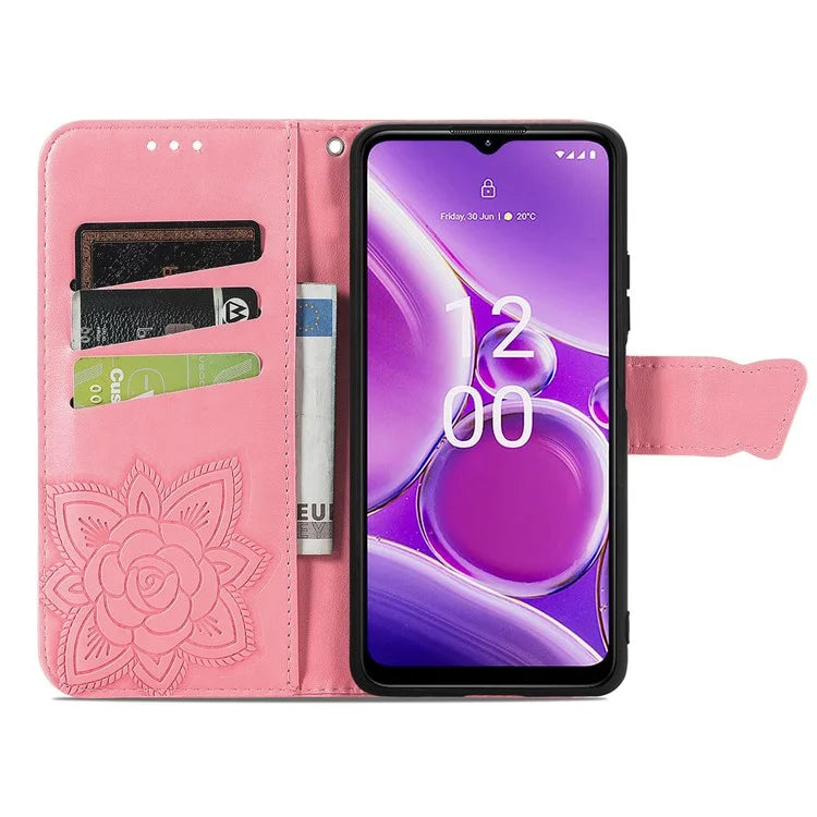 For Nokia G42 Leather Case Butterfly Pattern Phone Stand Cover