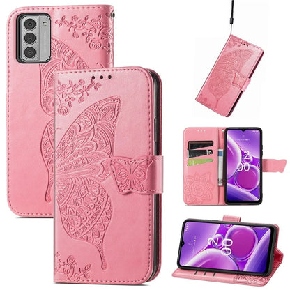 For Nokia G42 Leather Case Butterfly Pattern Phone Stand Cover