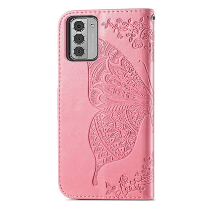 For Nokia G42 Leather Case Butterfly Pattern Phone Stand Cover